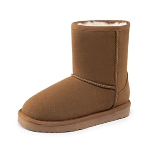 DREAM PAIRS Botas para niñas y niños con forro de piel sintética para invierno, botas clásicas para niños