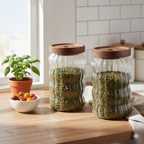 The Better Home glass jars for Kitchen Storage Jars Set of 2 | 750ml Glass jars and Containers with Lid | Transparent Air-tight Borosilicate Jars | Ideal for Storing Cookies Snacks & Dry Fruits The Better Home glass jars for Kitchen Storage Jars Set of 2 | 750ml Glass jars and Containers with Lid | Transparent Air-tight Borosilicate Jars | Ideal for Storing Cookies Snacks & Dry Fruits