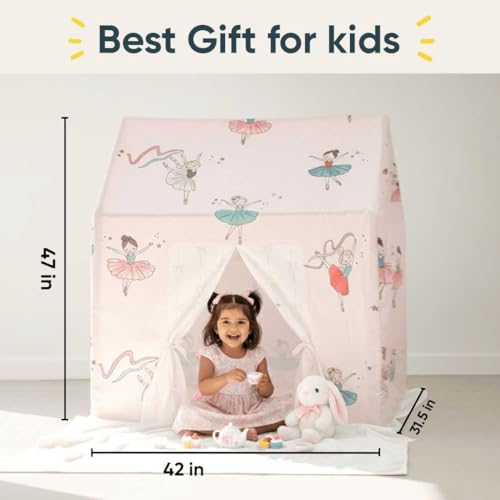 Image of Curious Cub Kids Tent House|Baby Tent House for Kids 2-5 Years|Princess Print Play House for Children with Curtain & Easy Setup|Ideal for Screen Free Play Time,Pretend Play,Reading|Gift for Children