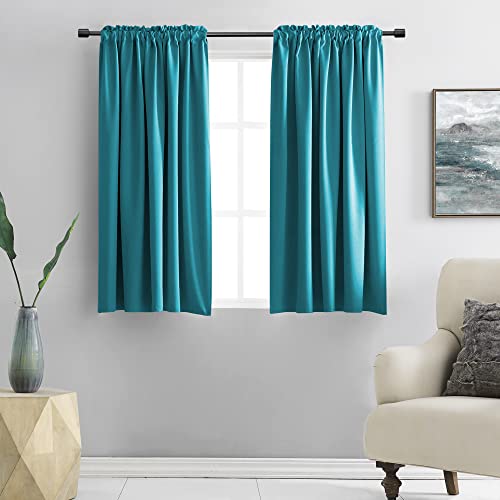 Image of DONREN 90 Inch Curtains Blackout Thermal Insulated Rod Pocket Curtain Panels for Living Room (42 W x 54 L,2 Panels,Teal)