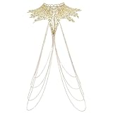 Lurrose Collar Diseño de Múltiples y Sección Única para Mujer de Cadena Corporal de Encaje Dorado Práctico y para Carnavales y Ocasiones