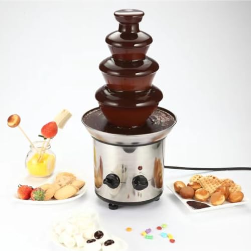 LAJOKING チョコレートファウンテンマシン、4段電気溶解炉、溶解タワー、110V、チョコレートキャンディー、ランチ、結婚式用品、レストラン、子供のパーティー、ビジネスや家庭の誕生日用 (シルバー)