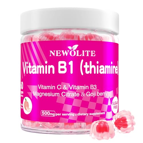 NEWOLITE Vitamin B1 Gummies Chewable Thiamine 500mg & Vitamin B3 & Vitamin C,Sugar Free - Non...