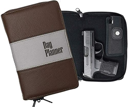 Garrison Grip Quality Leather Locking Day Planner Gun Case for Subcompact Guns. 3 Digit Lock Included. (GTSN-DP) BRN