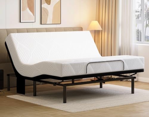 koorlian Adjustable Bed Frame Queen with 5 Height Options, High...