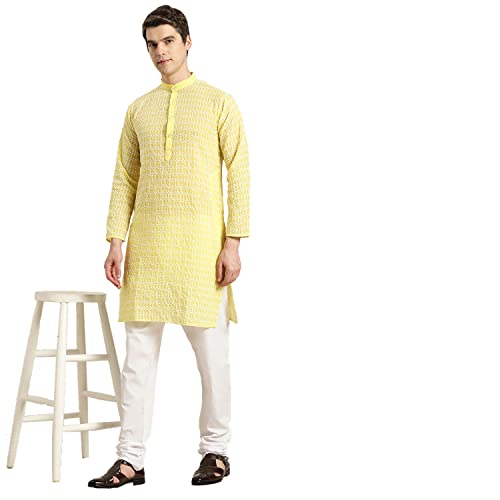 Image of SOJANYA (Since 1958 Men's Cotton Floral Regular Kurta Pyjama Set