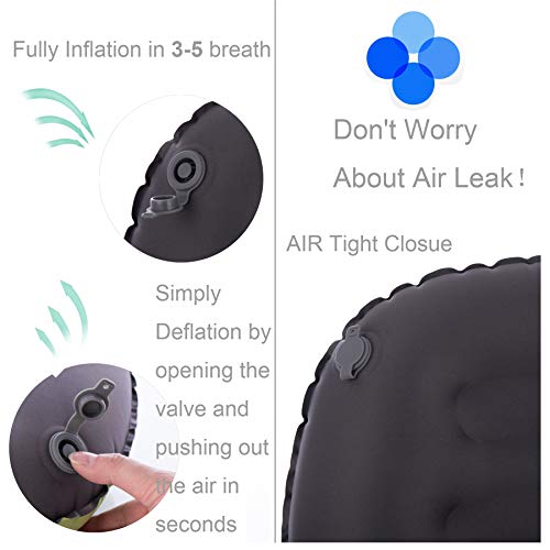 Mizeer [2-Pack] Ultralight Inflatable Camping Pillow - Compressible, Compact, Comfortable, Ergonomic Travel Air Pillows For Neck & Lumbar Support While Camp, Hiking, Backpacking #TOP3