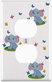 Baby Elephant Butterflies Outlet Cover - Single Outlet
