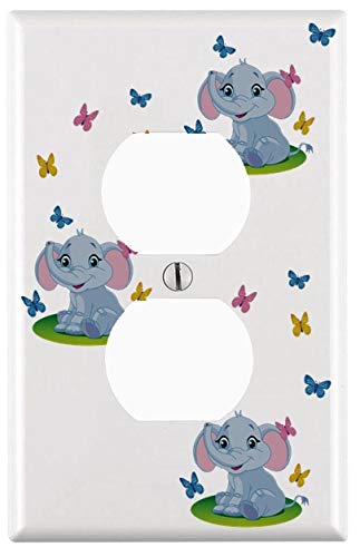 Baby Elephant Butterflies Outlet Cover - Single Outlet