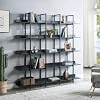 Bookcases and Bookshelves Triple Wide 5-Tier Vintage Industrial Book Shelf with Baffles Large Open Bookshelf Organizer with Metal Frame Tall Bookcase for Home Office, Black