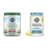Garden of Life Raw Organic Perfect Food Green Superfood Juiced Greens Powder - Apple Flavor & Organic Vegan Vanilla Protein Powder 22g Complete Plant Based Raw Protein