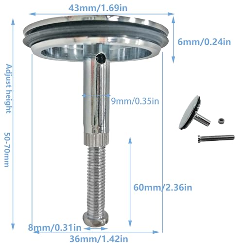 Verstellbarer Badewannenstöpsel Aus Messing – Pop-Up-Design, 44 Mm, Für Badewanne & Waschbecken, Verchromt