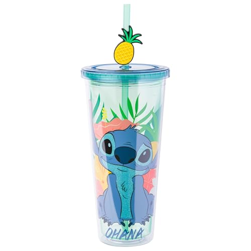 Silver Buffalo Disney Lilo and Stitch Tropical, Plastic Cold Cup, 24oz