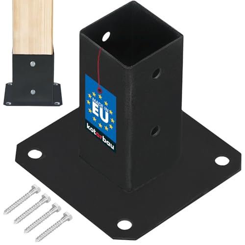 KOTARBAU® Casquillo atornillable, 50 x 50 mm, postes de madera cuadrada, casquillo de suelo, soporte para vallas, soporte para postes, ancla, galvanizado en caliente, recubrimiento en polvo