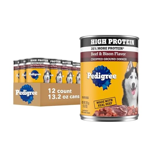 Pedigree High Protein Wet Dog Food, Adult Soft Canned Dog Food, Beef & Bison Flavor, 13.2 oz. Cans, 12 Count