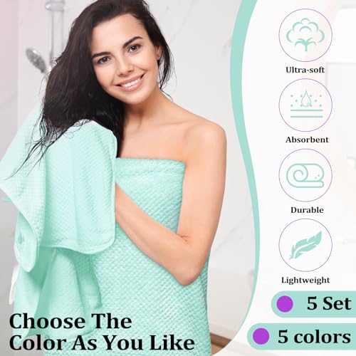 Mixweer 20 Pcs Bath Towels and Washcloths Set for Bathroom Included 5 Bath Sheets 5 Hand Towel and 10 Wash Cloths, Absorbent Quick Dry Coral Velvet Towel for Bathroom Shower Spa Hotel(Rich Color) - Thumbnail 4
