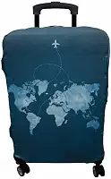 Capa Elástica Protetora De Mala Para Viagem De Mapa (Azul, Pequeno)