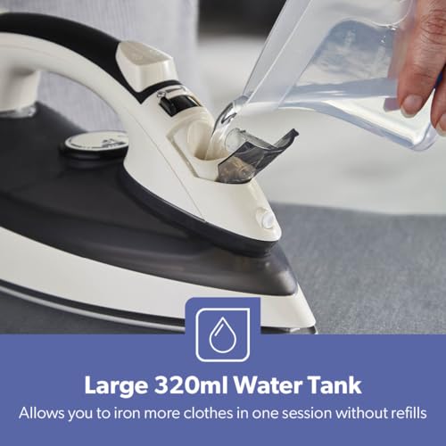 GEEPAS Steam Iron | Clothes Dry & Steam Press | 45s Fast Heat-Up, Vertical Steaming | Ceramic Soleplate & Adjustable Temperature | 320ml Water Tank with 0.7g/Steam Output | 2 Year Warranty 2200W Grey - Image 6