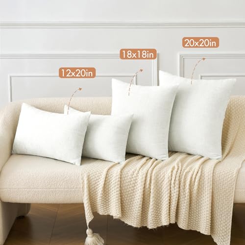 Image of MIULEE Pack of 2 Couch Throw Pillow Covers 18x18 Inch Soft White Chenille Pillow Covers for Sofa Living Room Solid Dyed Pillow Cases