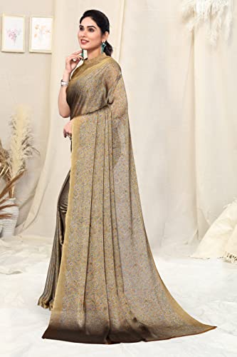 Image of MIRCHI FASHION Saree for Woman Chiffon Georgette Floral Printed | Breathable Lightweight Sari for Office Use and Farewell Ceremonies with Blouse Piece