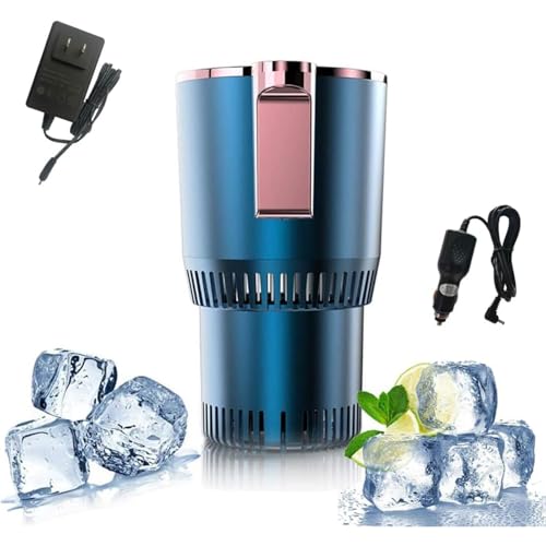 LUCKADD ポータブル急速冷却カップ ドリンクホルダー 車載冷熱カップ 保温 保冷 -3℃〜65℃ 二重構造 急速冷凍カップクーラー ドリンククーラー 小型 保冷器 車載12V LED温度表示 タッチボタン 飲料冷却器 ビール 日本酒 コーヒー 炭酸飲