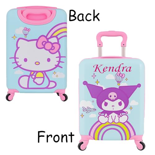 Hello Kitty Rolling Luggage for Girls Personalized Carry On Suitcase Hardshell Spinner Wheels Travel Accessory with Custom Name3
