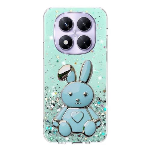 Miagon Rabbit�O���b�^�[�X�^���h�P�[�X�AXiaomi Redmi Note 14 Pro 4G�p�A�L���L�����铧���\�t�gTPU�ی�X�����ϏՌ��J�o�[�A�n�[�g�o�j�[�z���_�[�L�b�N�X�^���h�t��