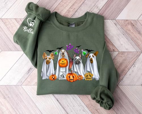 Pamaheart Custom German Shepherd Ghost Sweatshirt, Halloween Dog Sweatshirt, Ghost Dog Sweater, Halloween Mom Gifts for Women2