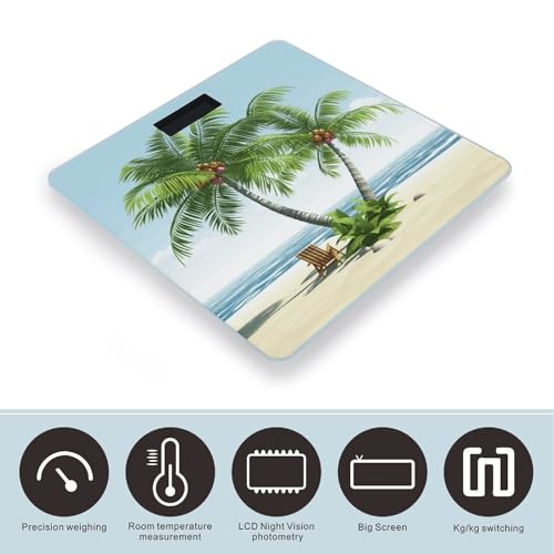 Báscula Digital de Baño con Diseño Tropical y Capacidad 400lb miniatura 3
