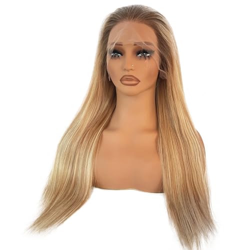 Image of Munx Highlight Blonde Lace Front Wigs Human Hair for Women 180% Density 28in Highlight Ombre Lace Front Wig 100% Unprocessed Human Hair Pre Plucked with Baby Hair