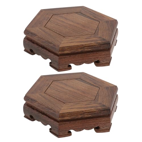 Happyyami 2 Piezas base de maceta apoyo plantas decoración múltiple propagación soportes pedestal madera peanas de madera peana de madera pedestal de exhibición de madera jardineras wengué