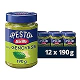 Barilla Pesto alla Genovese Pesto Pastasauce mit italienischem Basilikum und Parmigiano Reggiano DOP, Basilikum aus nachhaltiger Landwirtschaft, 12 x 190g