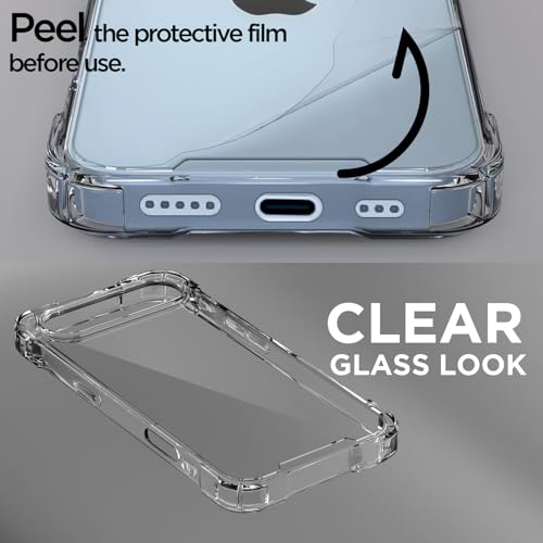 Image of Amazon Basics Back Cover for iPhone 17 Air PC + TPU Clear Transparent Raised Edges Shockproof Protective Phone Bumper Case (Transparent)