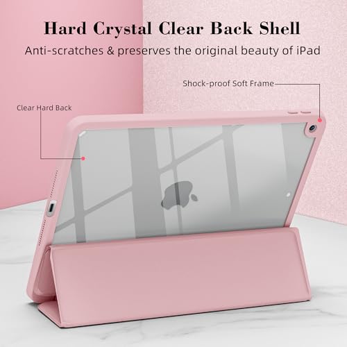 Coque iPad 10.2 transparente pour étudiantes étui rose avec support et range stylet - 4