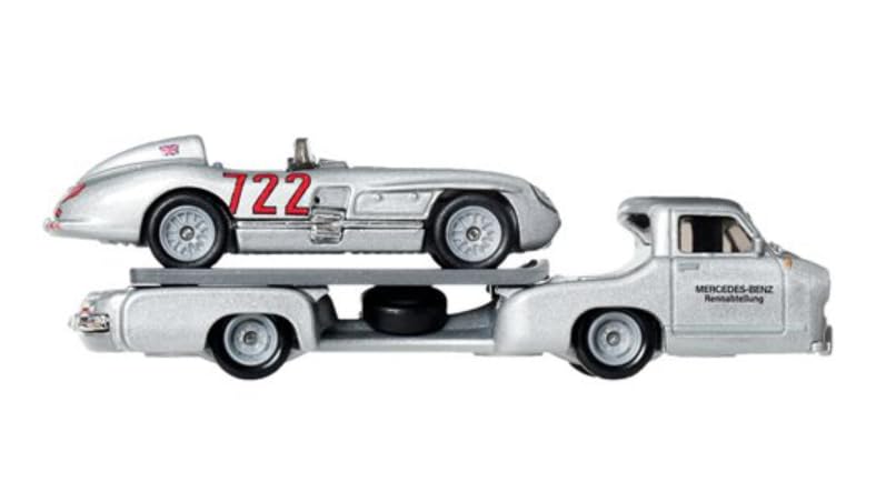 Image of Hot Wheels Team Transport Mercedes Benz 300 SLR UHLENHAUT, 1:64 Scale Car & Transport, Gift for Race Fans & Toy Car Collectors