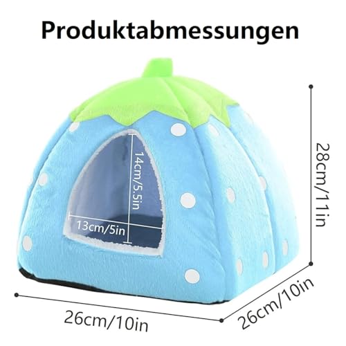 KOMUNJ Kleintier-Winterhaus, multifunktionales Warmes Bett, Winter Gemütliches Kleintierbetten, Für Zwergkaninchen, Chinchilla, Hamster (Blau, S)