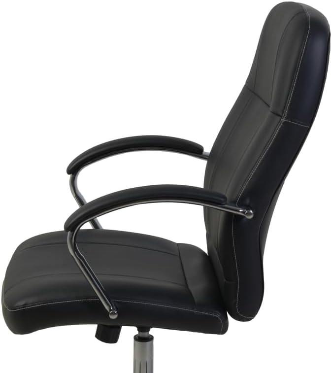 Romig Cielo Leatherette Executive Mid-Back Office Chair – Ergonomic Conference Chair with Padded Arms, Lumbar Support, Adjustable Height & 5-Star Aluminum Base for Home & Office (Black) - Image 8