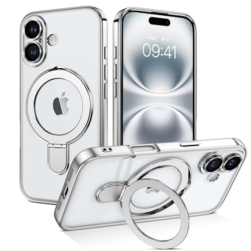 Coque iPhone 16 avec anneau support invisible et bords plaqués