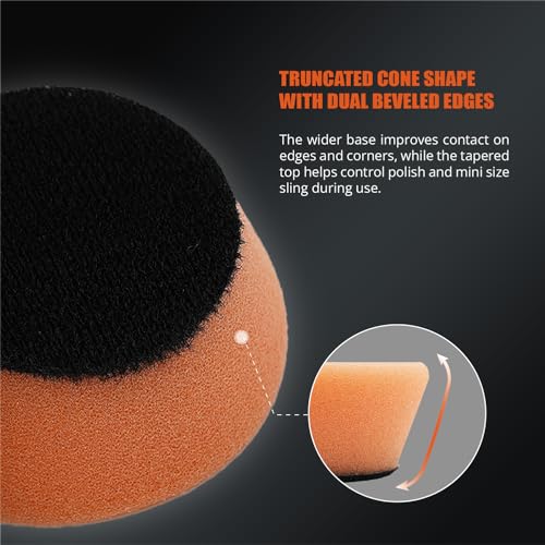 Image of SPTA Orange T40 Orange Medium-Cut Polishing Pads, 5Pcs 2inch /50mm Sponge Polishing Buffing Pads, Car Foam Detail Polishing Pad Kit for Car Detail Polishing, Small Area Polishing -FPTSS2O