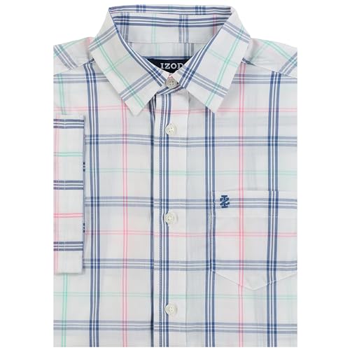IZOD Boys' Short Sleeve Button-Down Plaid Dress Shirt2