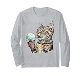 Funny Cat Eating Mint chocolate chip ice cream Cat Ice Cream Long Sleeve T-Shirt