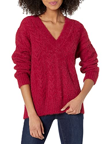Image of Lucky Brand Women's V-Neck Relaxed Fit Eyelash Sweater