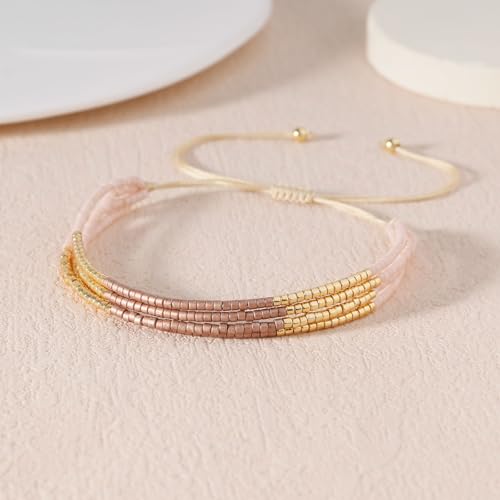 Image of KELITCH Layered Miyuki Beads Bracelets Adjustable Strand Bracelets Bangles Bohemian Style Summer