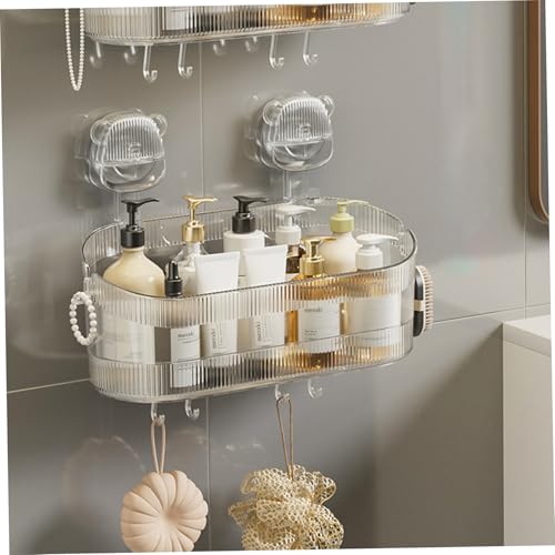 Support douche robuste avec boîte rangement à ventouse murale sans percer