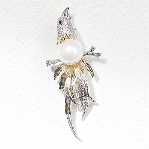 Broche Phénix Or Bicolore - Bijou de Corsage Raffiné pour Tenue de Prestige