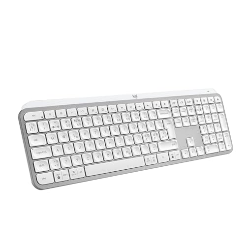 Logitech MX Keys S Trådlöst Tangentbord, låg profil, tyst skrivning, programmerbara tangenter, belysning, Bluetooth, USB C-laddning, för Windows PC/Linux/Chrome/Mac - Ljusgrå, Layout Pan Nordic QWERTY