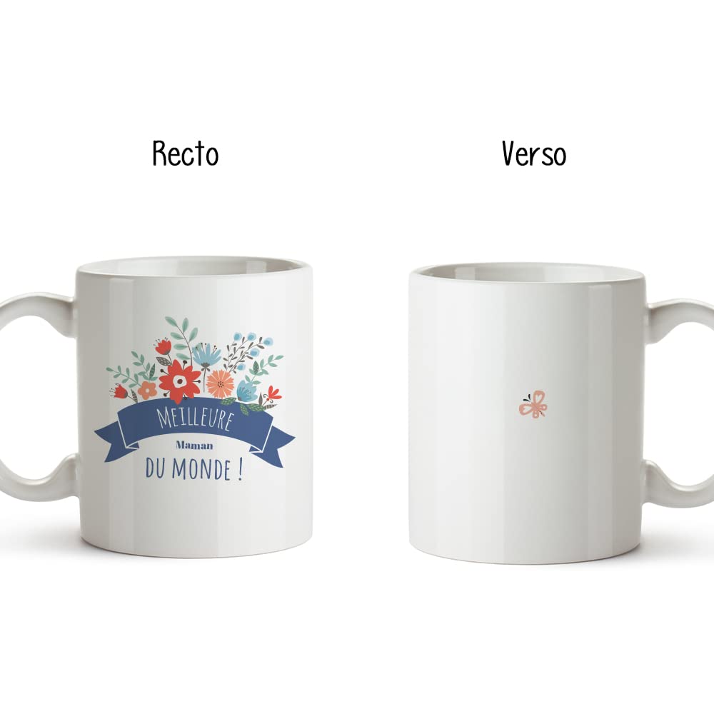CADEAUX.COM - Best Mum of the World Mug - Mum Gift - Original Mother's Day Gift Idea, Best Flower Mom - Image 4