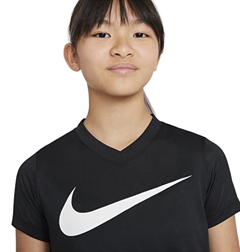 Nike Girl's Dry Legend Swoosh V-Neck T Shirt (as1, Alpha, m, Regular, Black)2