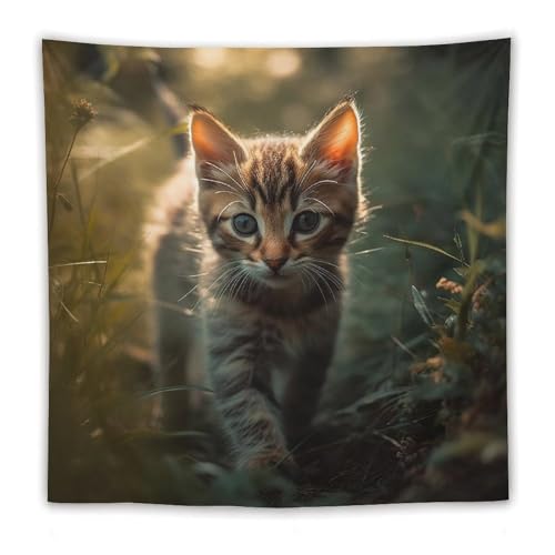 Tapisserie murale vintage chaton : une touche de douceur poétique pour votre salon