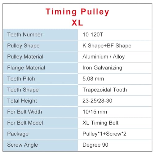 Polea dentada XL20T con paso 5,08 mm para correa síncrona de 10 mm 3